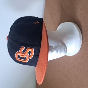 Oregon Beavers Zephyr fitted black orange unisex baseball cap hat.